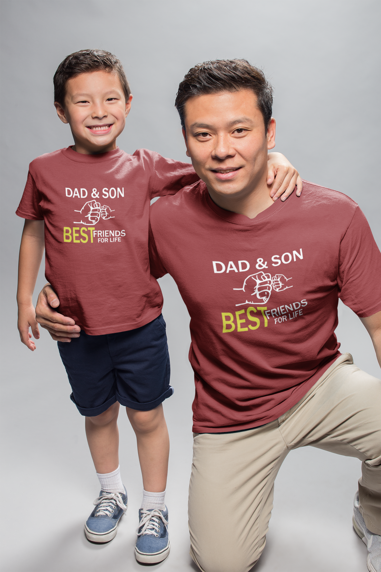 Dad And Son Best Friends For Life Father and Son Red Matching T-Shirt- FunkyTradition