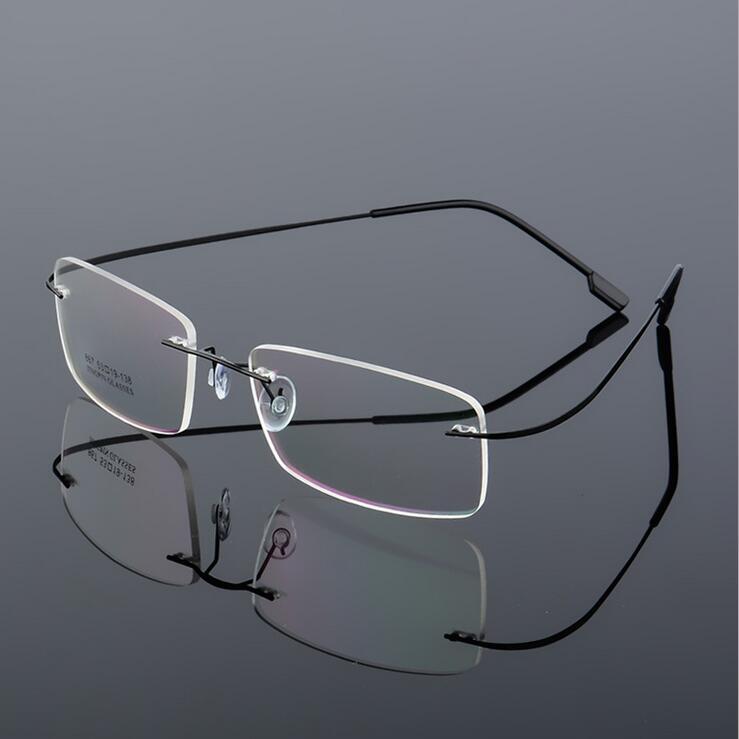 Rimless Titanium Glasses Frames Men Flexible Optical Frame Retro Glasses - FunkyTradition