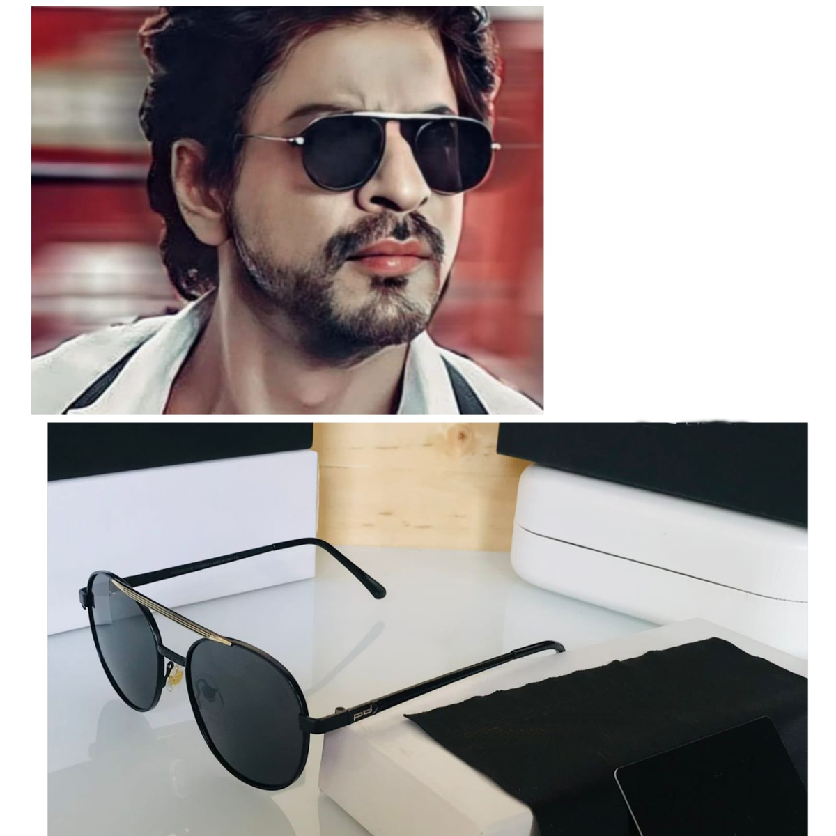 Shahrukh Khan Style Black Aviator Sunglasses – Classic UV Protection Unisex Eyewear
