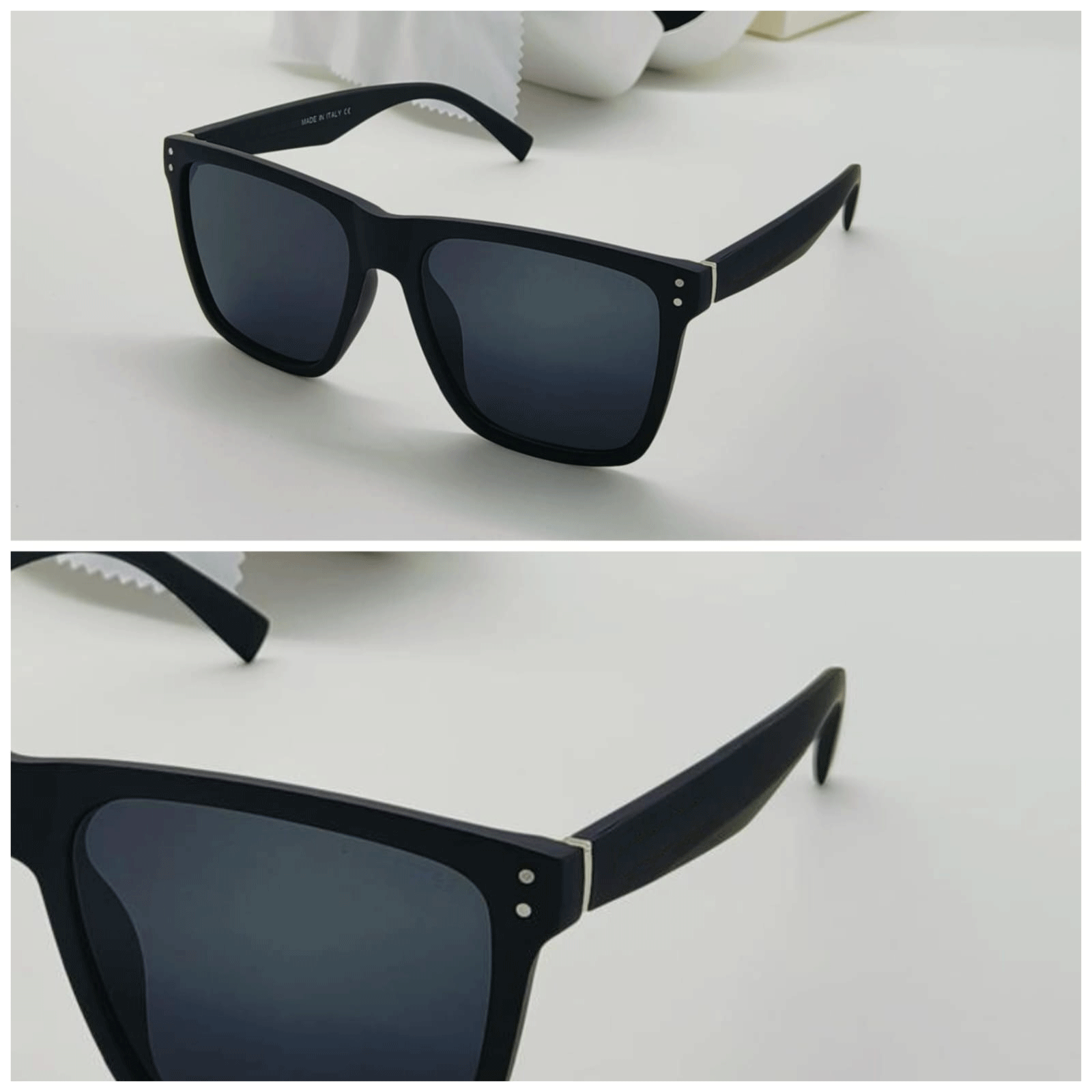 Classic Square Polarized Sunglasses - Matte Black Frame | UV400 Protection