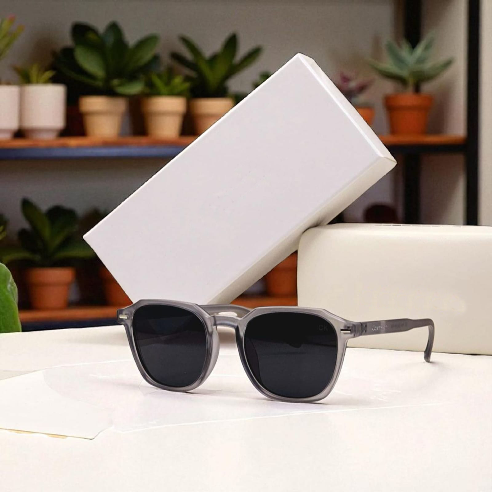 Classic Grey Square Sunglasses – UV400 Protection | Unisex Stylish Eyewear