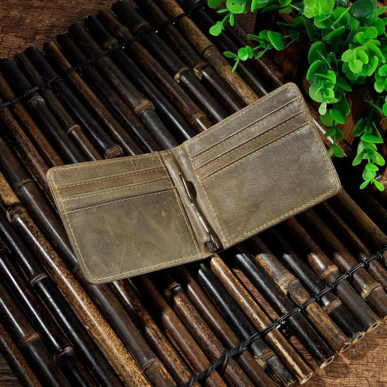 Male Genuine Leather Design Fashion Slim Money Clip With Front Pocket -FunkyTradition