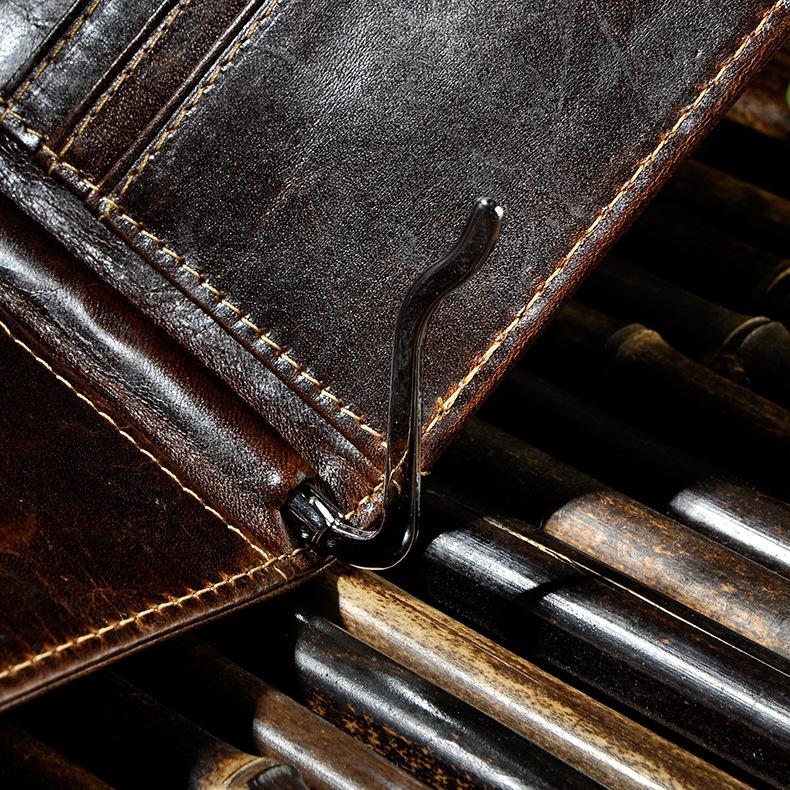 Male Genuine Leather Design Fashion Slim Money Clip With Front Pocket -FunkyTradition