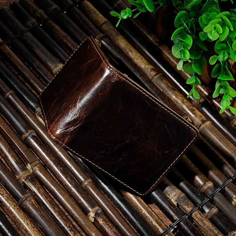 Male Genuine Leather Design Fashion Slim Money Clip With Front Pocket -FunkyTradition