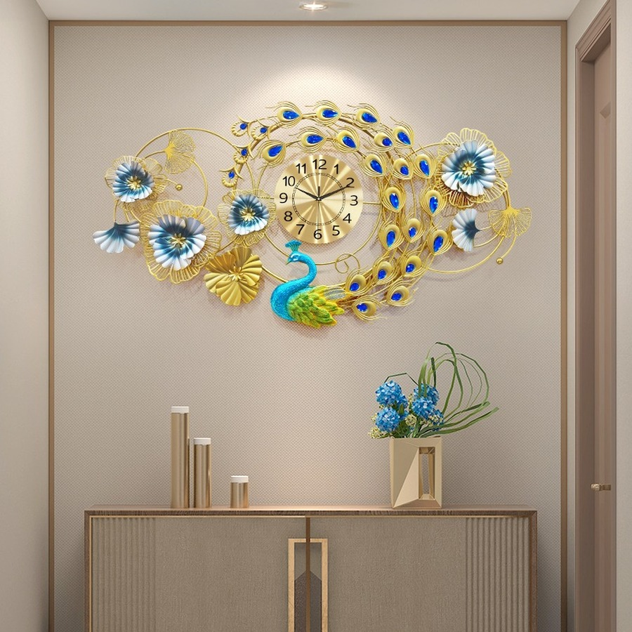 3D Designer Big Peacock Colorful Metal Wall Clock- FunkyTradition