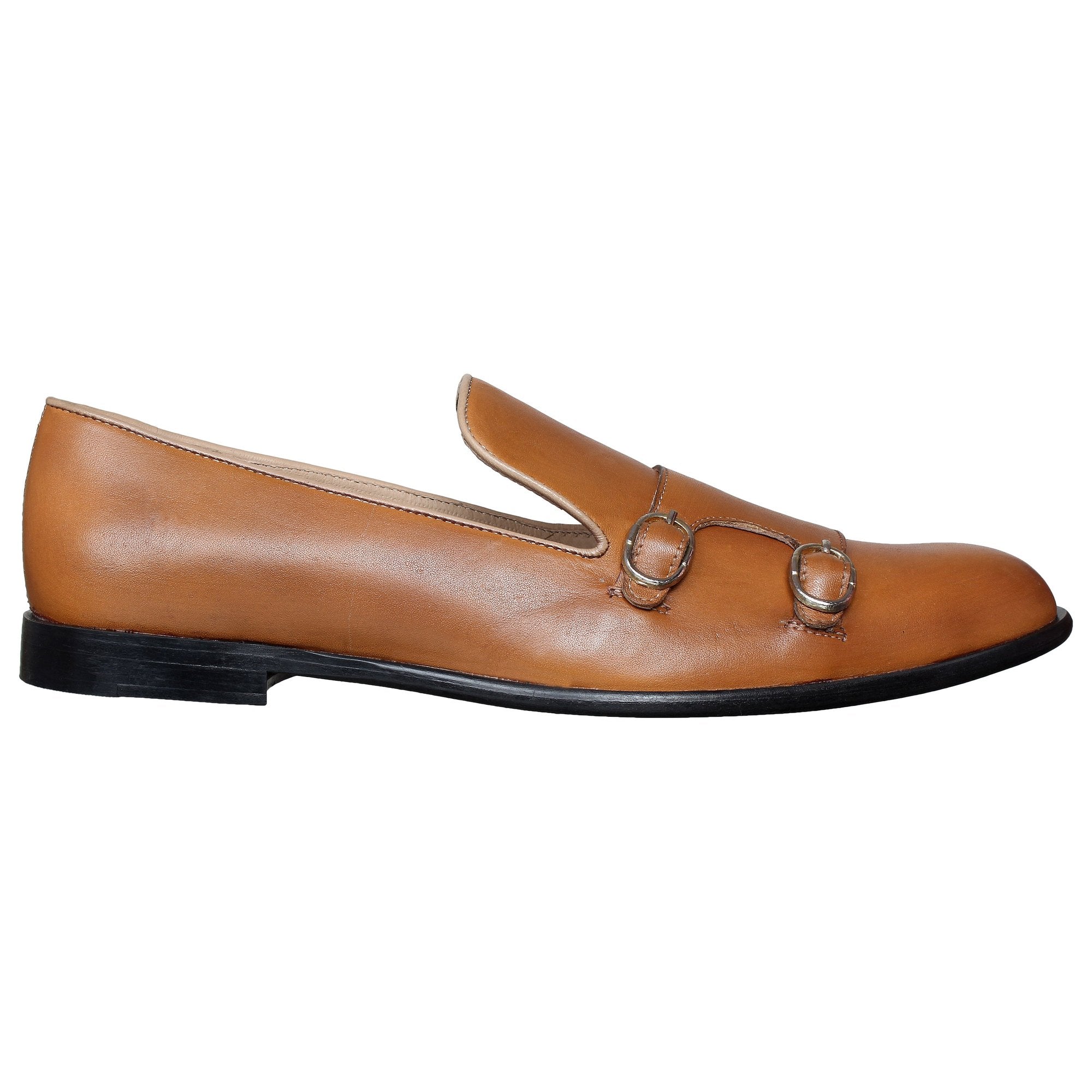 Tan Monk Strap Slipons For Men-FunkyTradition