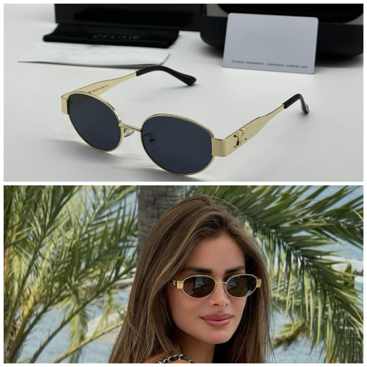 Luxury Gold Frame Oval Sunglasses – UV Protection Trendy Women’s Eyewear