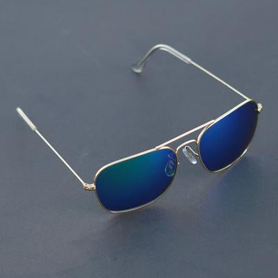 Raees Gold And Aqua Mercury Square Sunglasses For Men And Women-FunkyTradition