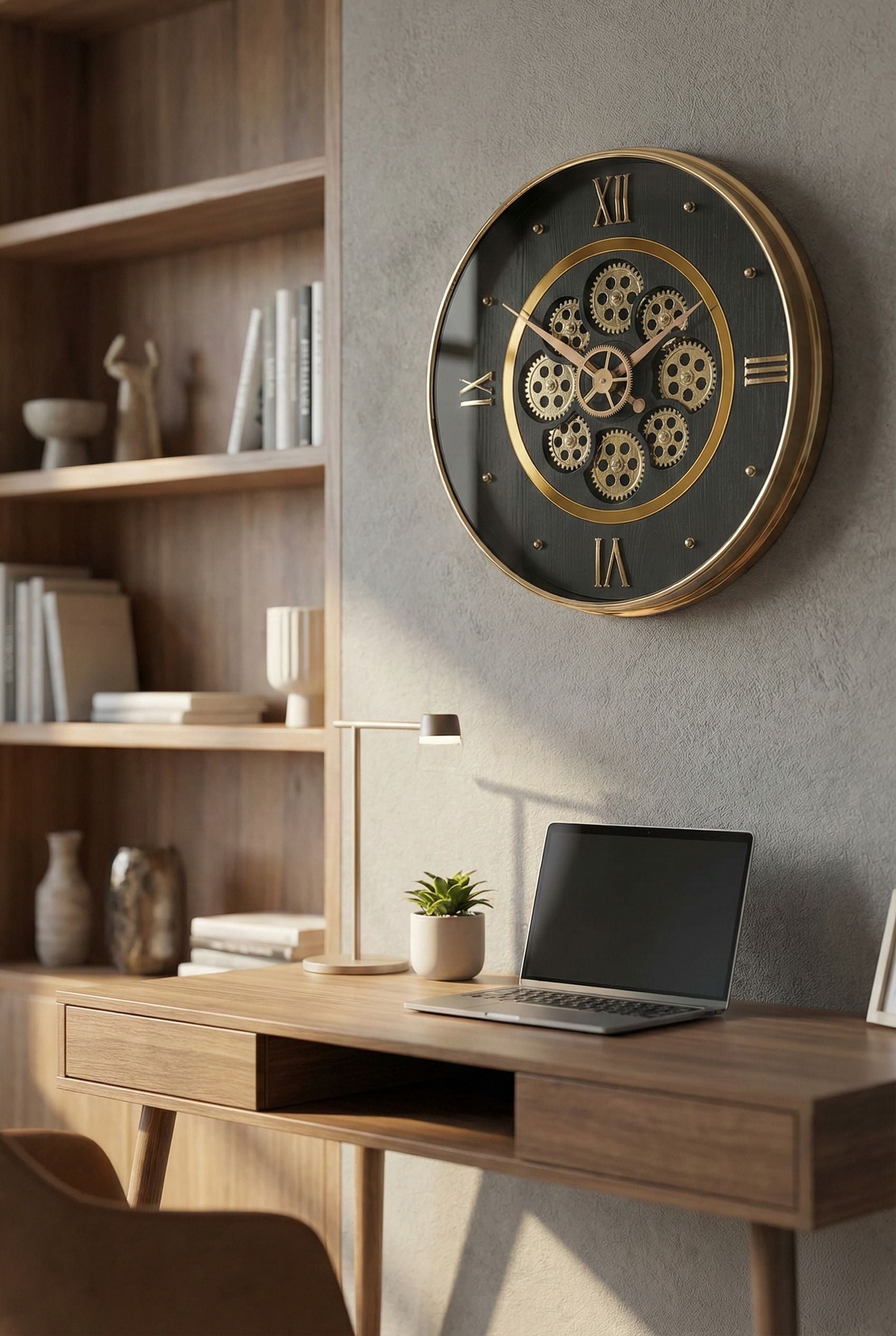 Modern Luxury Skeleton Wall Clock 14 Inch – Silent Quartz Roman Numeral Design