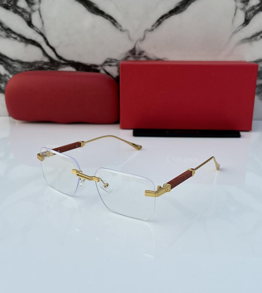 Honey Singh inspired Rimless Gold Eye Frame Specs