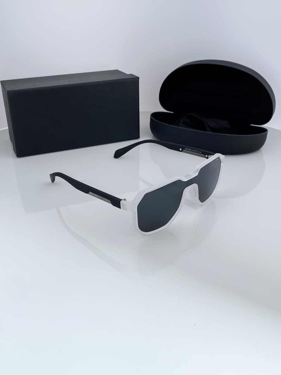 Bold Glacier White Geometric Sunglasses – Unisex Italian Design