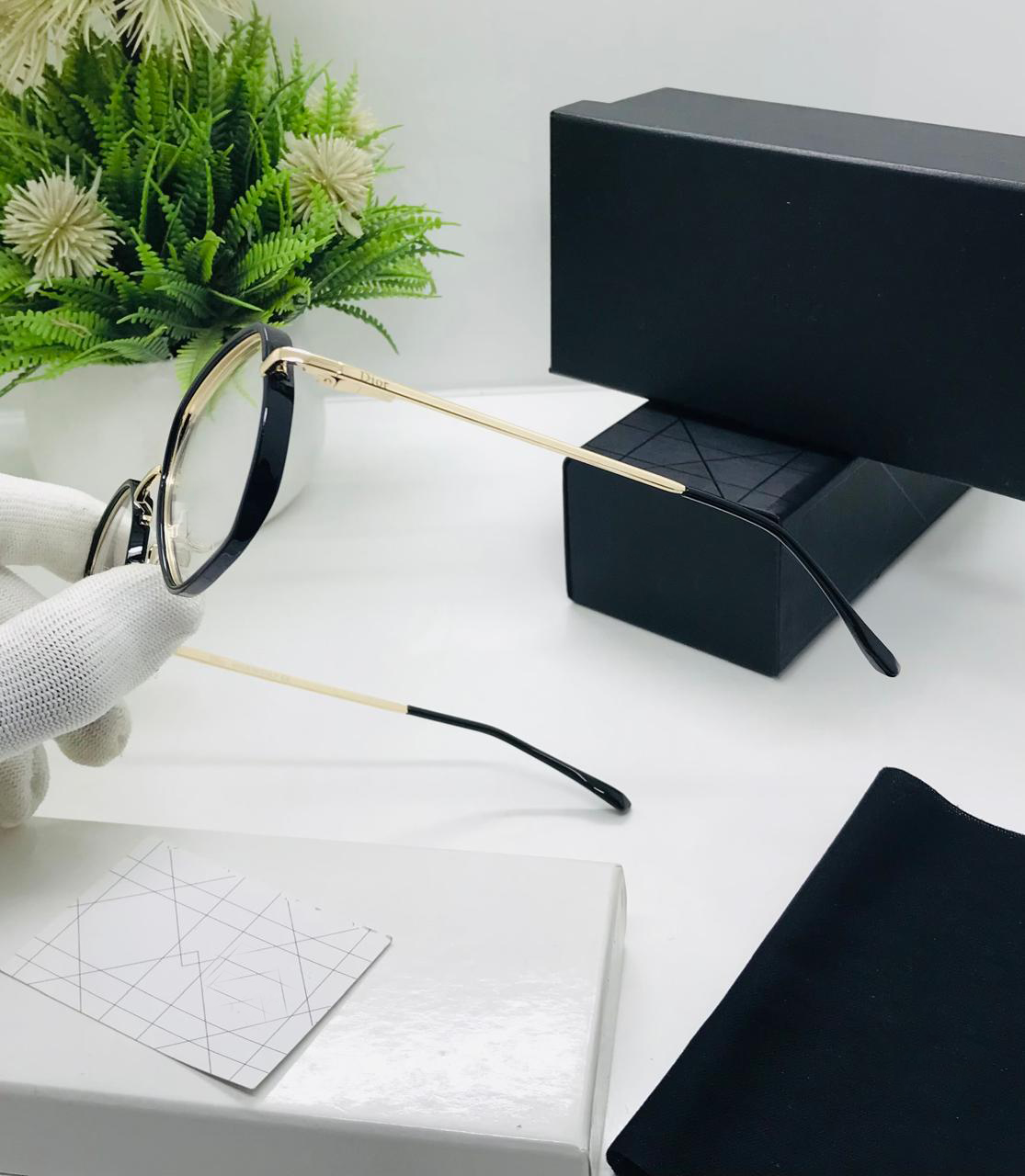 Kiara Inspired Oversized Geometric Eyeglasses – Bold Black & Gold Frame