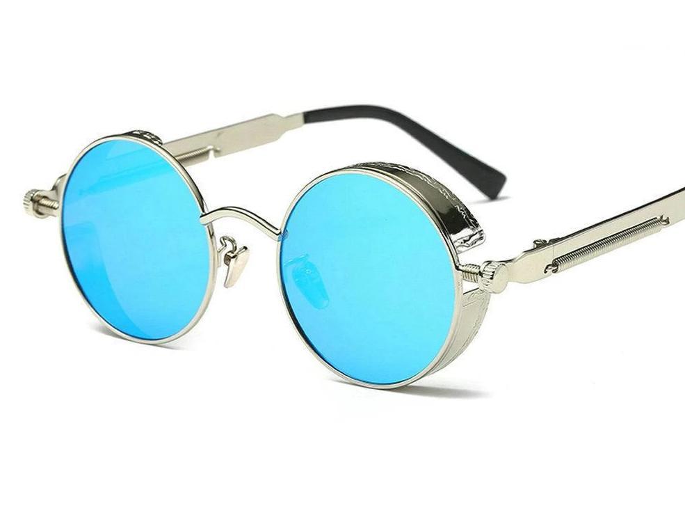 Vintage Retro Polarized Round Steampunk Sunglasses -FunkyTradition