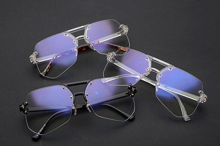 Square Hip Hop Fashion Brand Designer rimless Sunglasses Frame Men Women - FunkyTradition