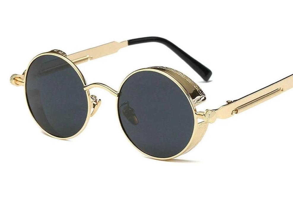 Vintage Retro Polarized Round Steampunk Sunglasses -FunkyTradition