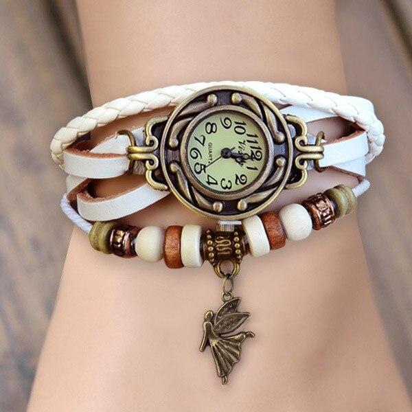 Women Luxury Leather Ladies Wrist Watch With Vintage Bracelet -FunkyTradition