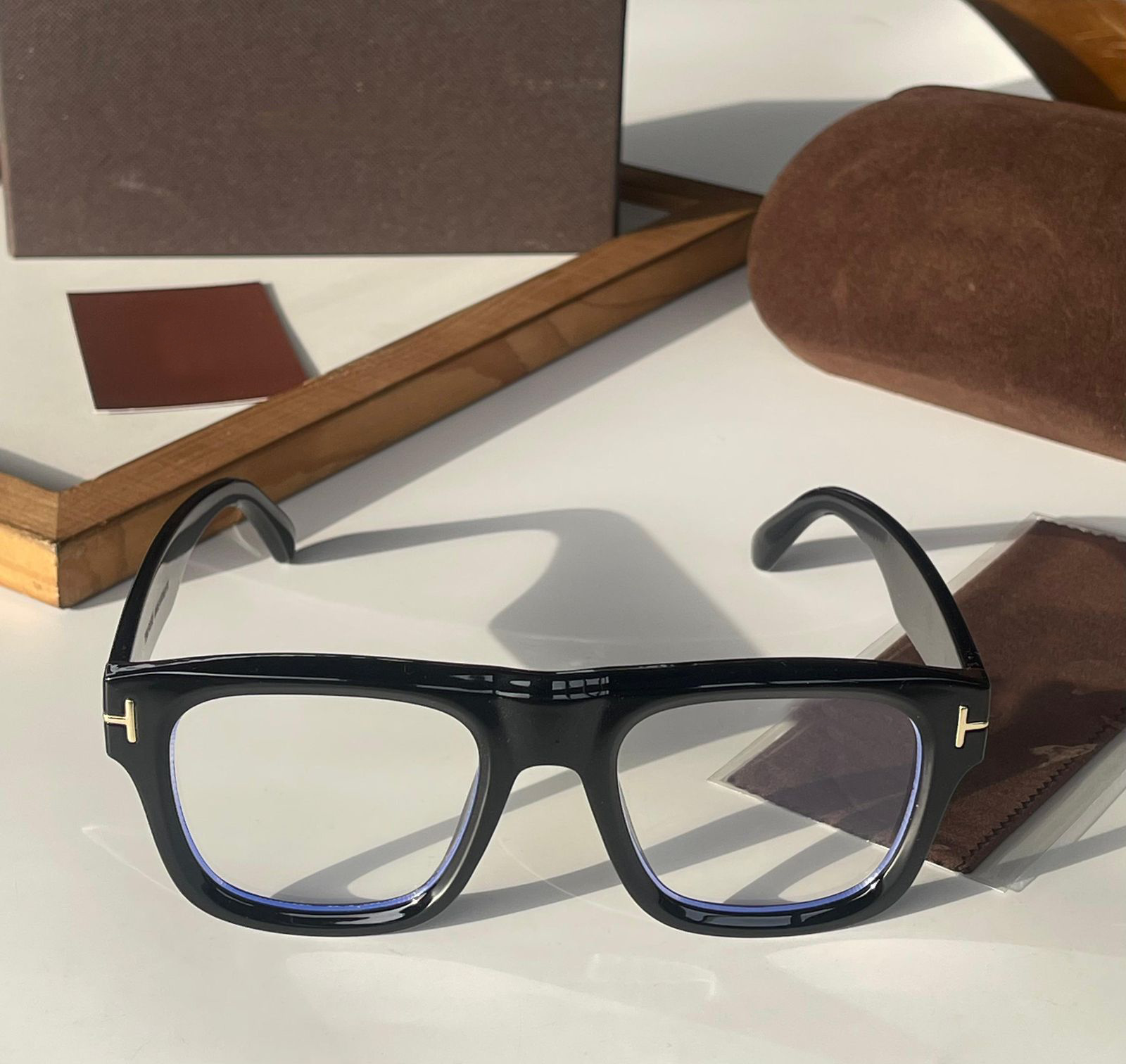 Bobby Deol Style Black Square Frame Blue Cut Eyeglasses – Premium Designer Look