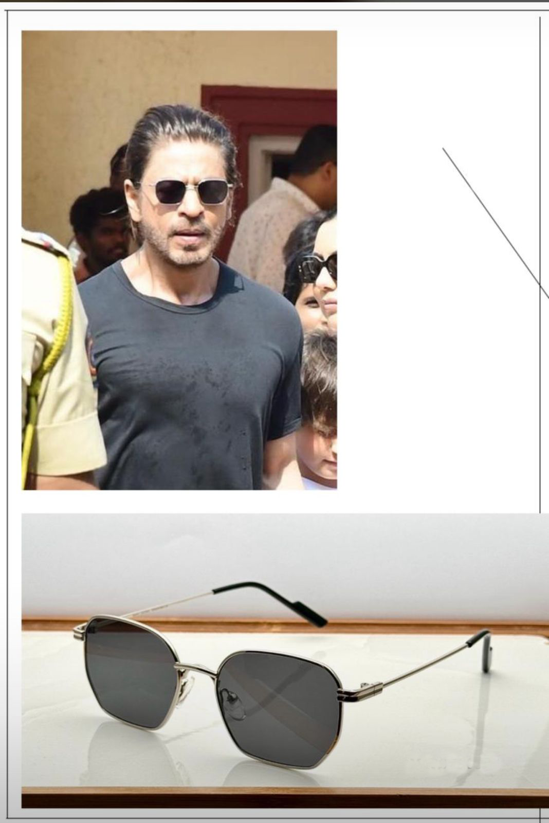 Celebrity Style Geometric Black Lens Sunglasses – Inspired by Shah Rukh Khan