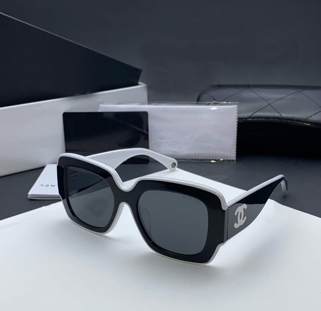 Luxury Oversized Black & White Square Sunglasses – Iconic Designer Style for Women