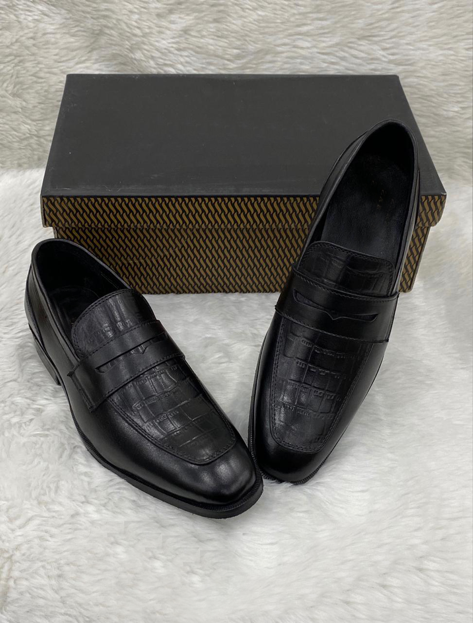 Stylish Leather Patent Slipons With Tassles For Men-FunkyTradition