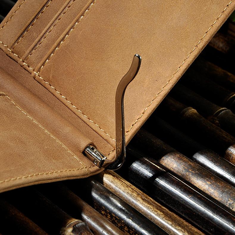 Male Genuine Leather Design Fashion Slim Money Clip With Front Pocket -FunkyTradition