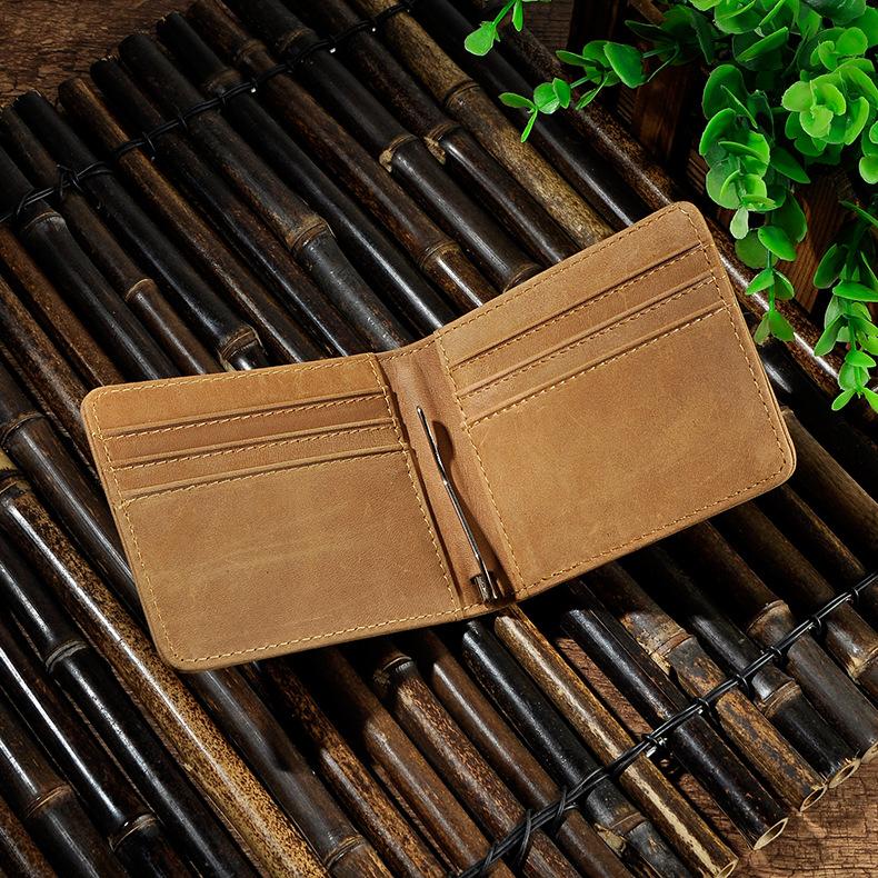 Male Genuine Leather Design Fashion Slim Money Clip With Front Pocket -FunkyTradition