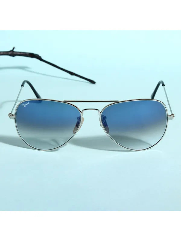 UV Protected Silver Blue Gradient Aviator Sunglasses For Men & Women- FunkyTradition