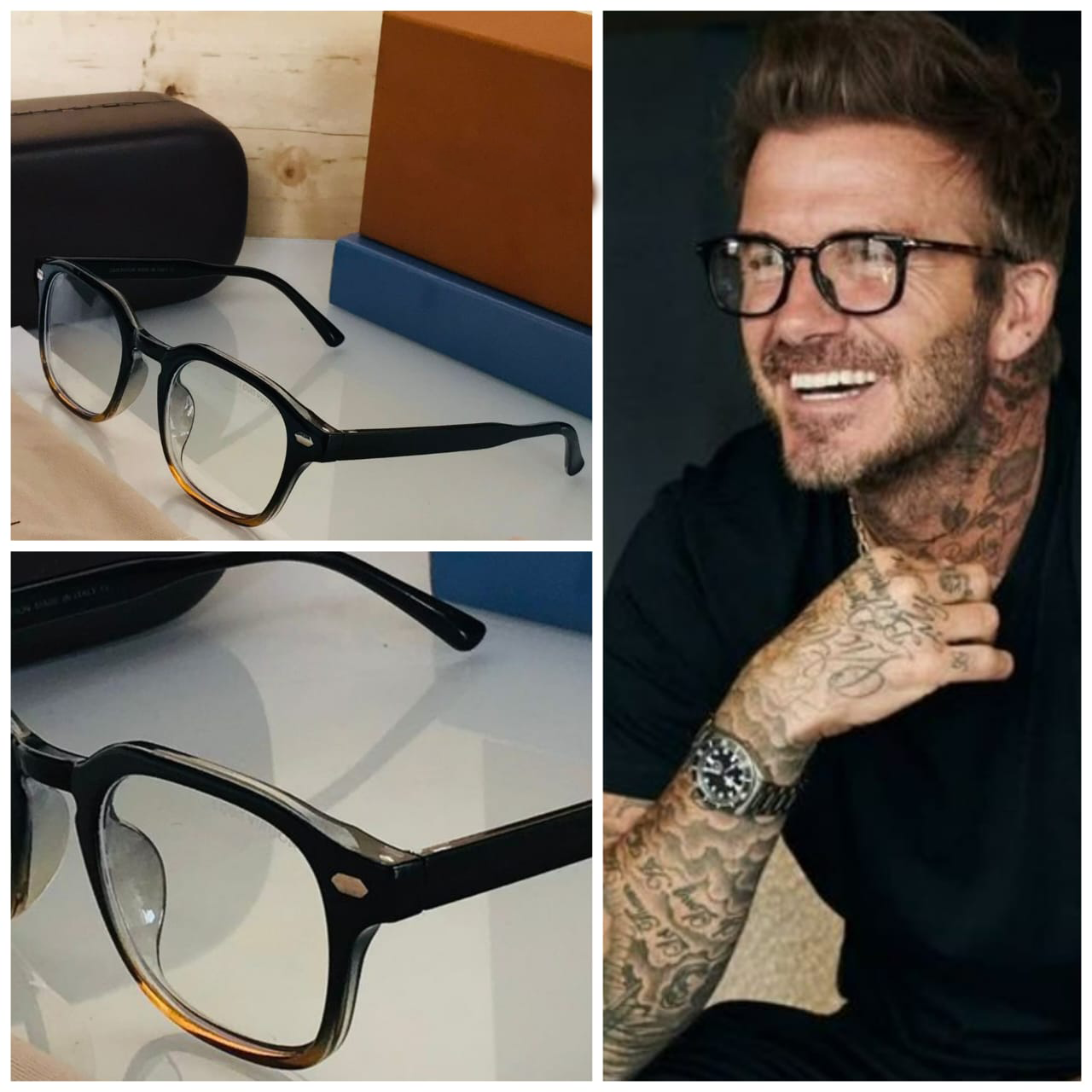 David Beckham Inspired Black Square Eyeglasses – Premium Fashion Optical Frame