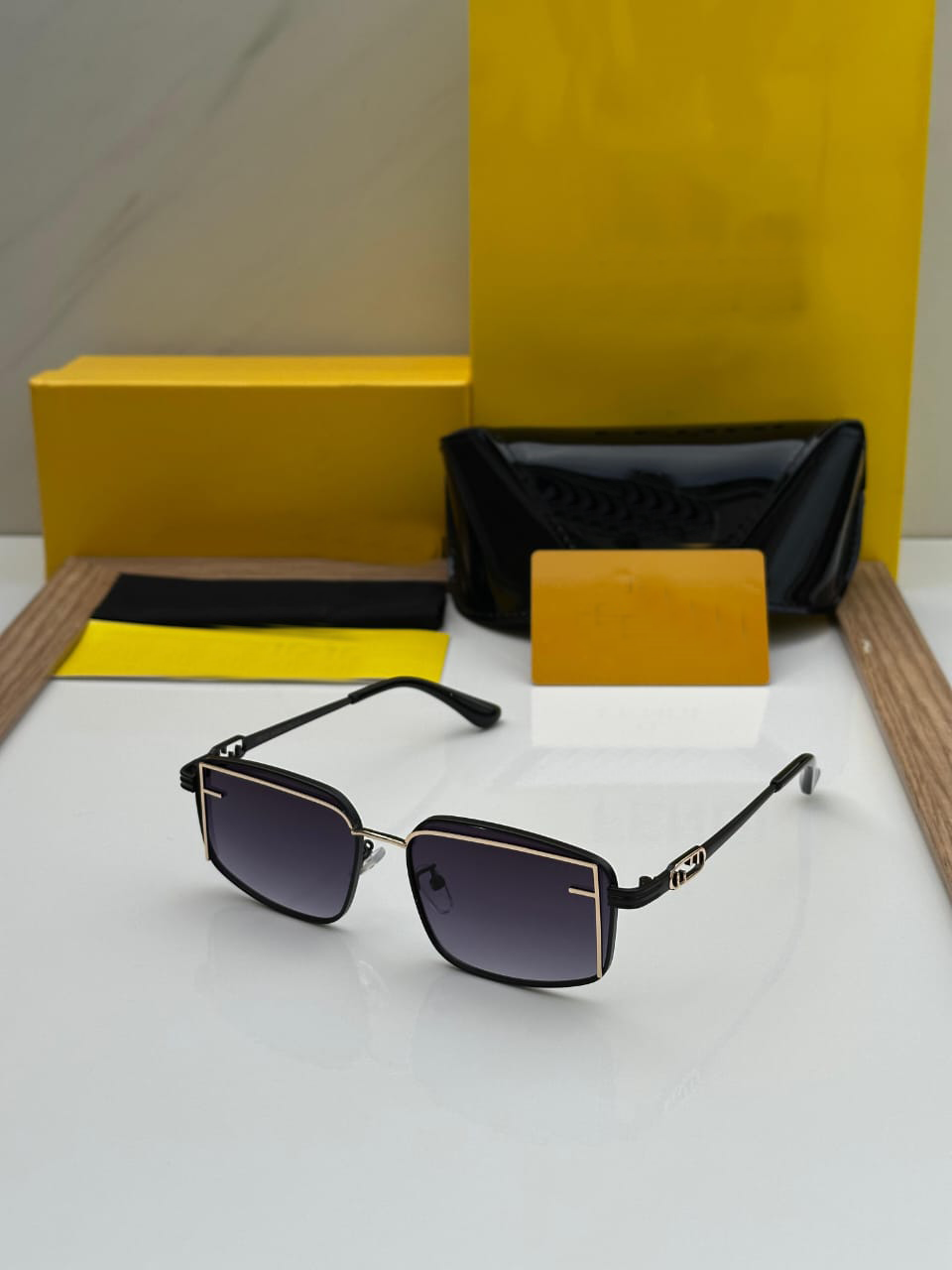 Premium Square Metal Frame Sunglasses – UV400 Protection | Brown, Blue & Black Lenses