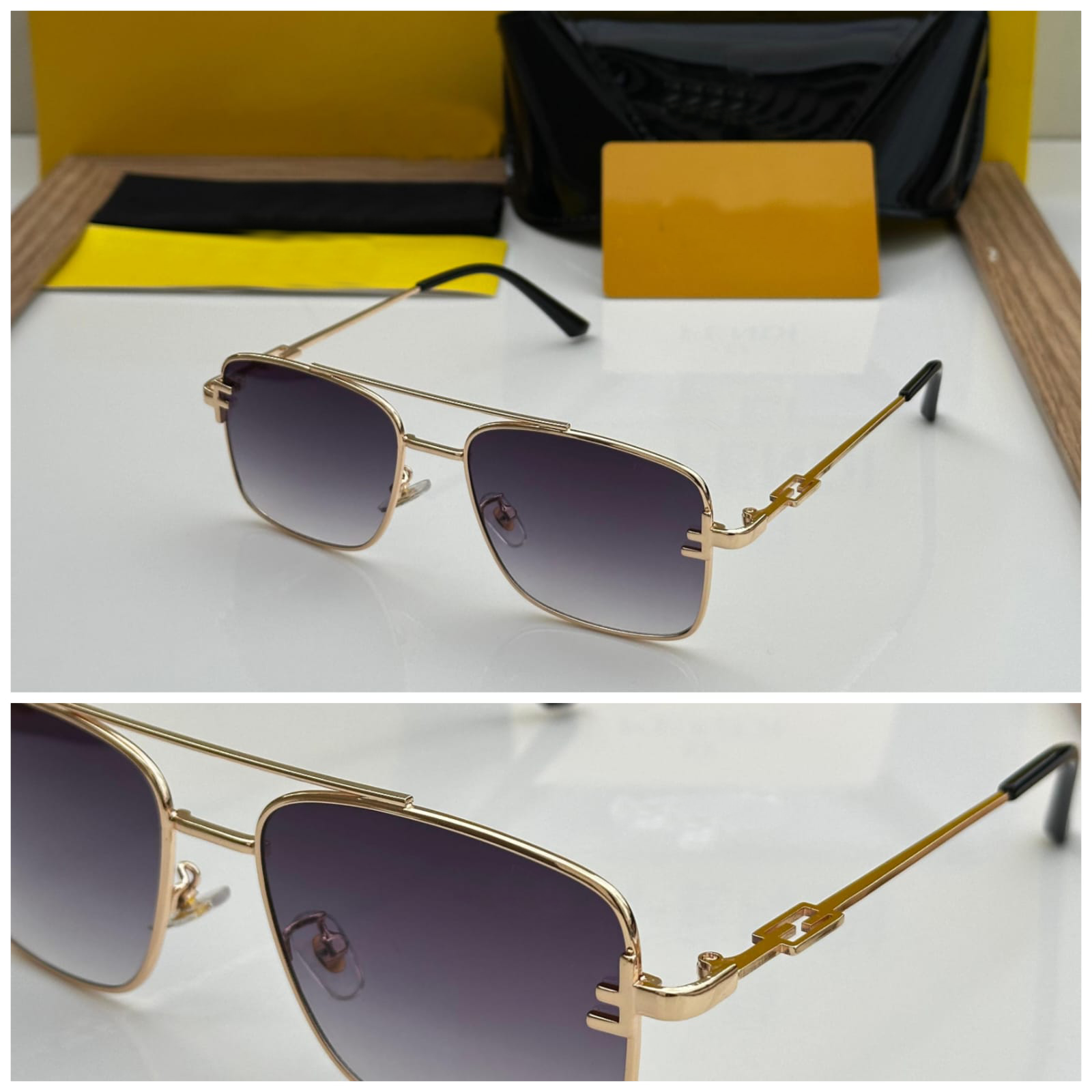 Luxury Square Frame Sunglasses for Men & Women – UV400 Protection | Blue, Black & Pink Lenses
