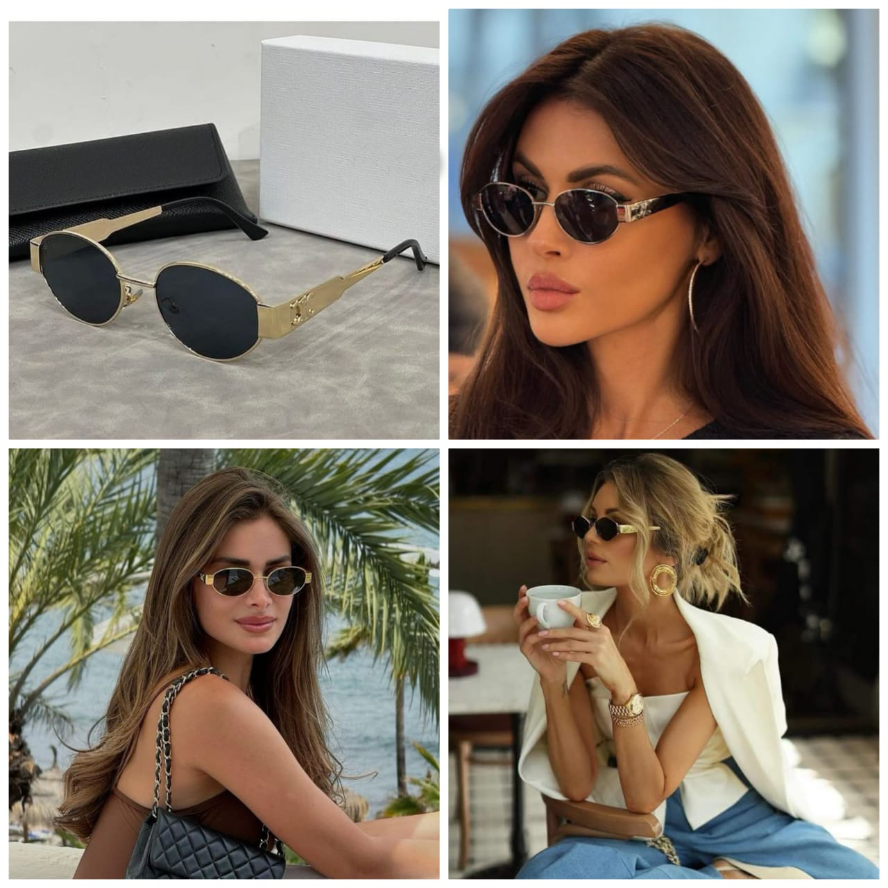 Luxury Gold Frame Oval Sunglasses – UV Protection Trendy Women’s Eyewear