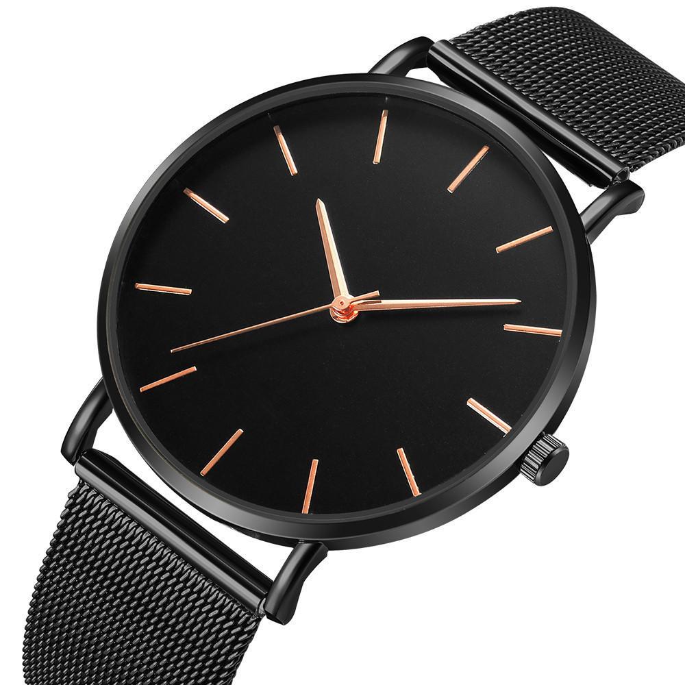 Stylish Ultra Thin Stainless Steel Mesh Belt Quartz Wrist Watch For Men And Women-FunkyTradition