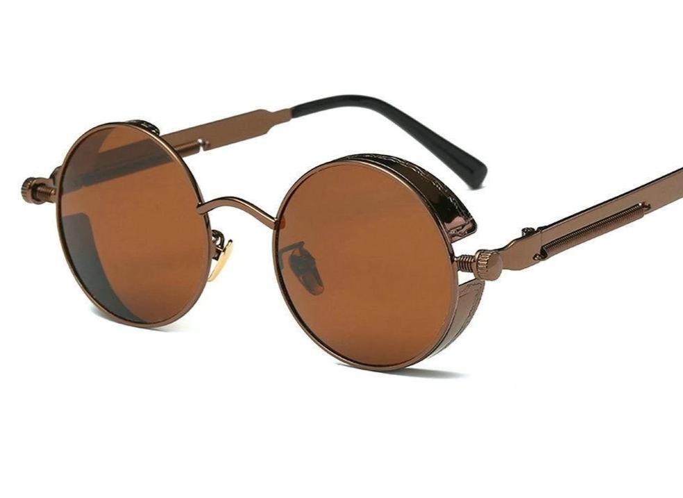 Vintage Retro Polarized Round Steampunk Sunglasses -FunkyTradition