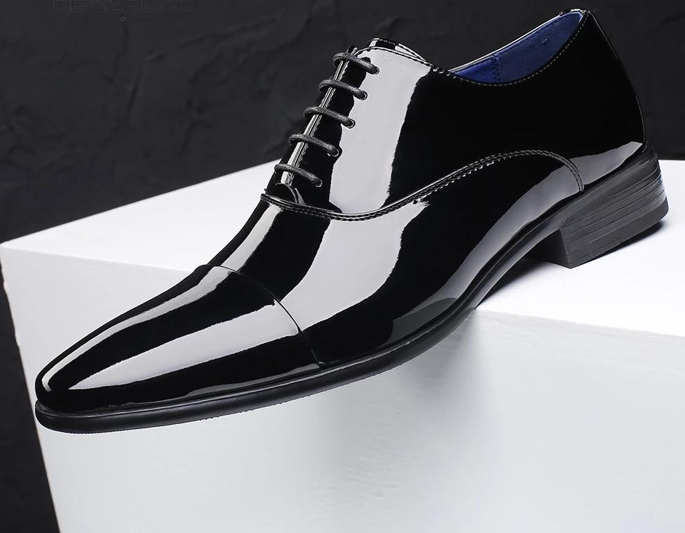 New Mens Wear Shiny Black Premium Design Quality Oxford Formal Shoes - FunkyTradition