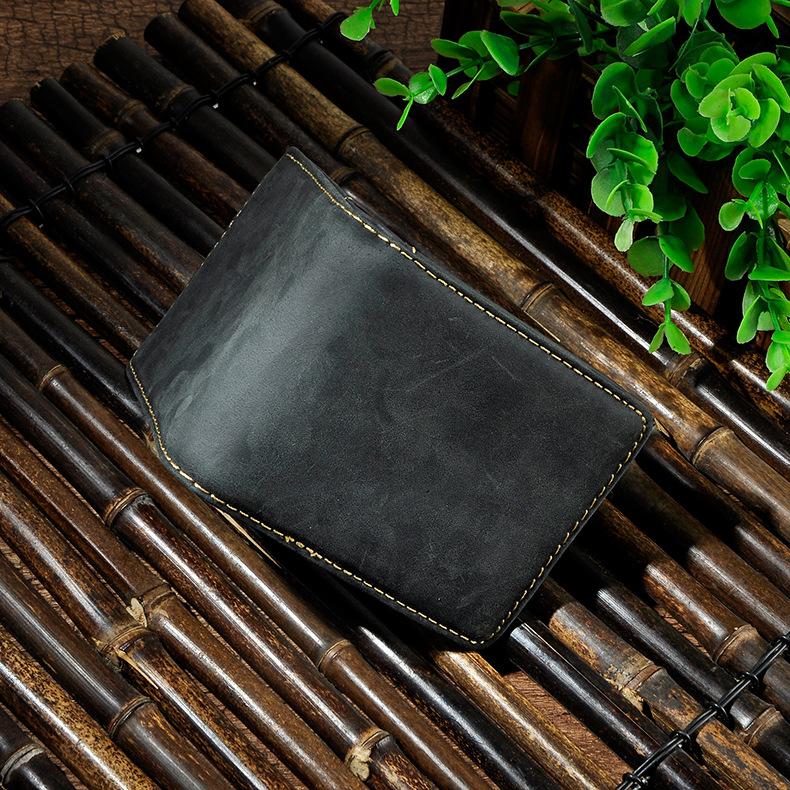 Male Genuine Leather Design Fashion Slim Money Clip With Front Pocket -FunkyTradition