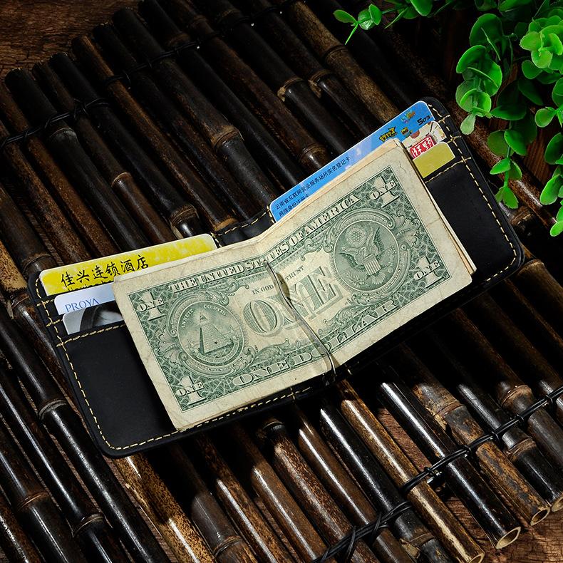Male Genuine Leather Design Fashion Slim Money Clip With Front Pocket -FunkyTradition