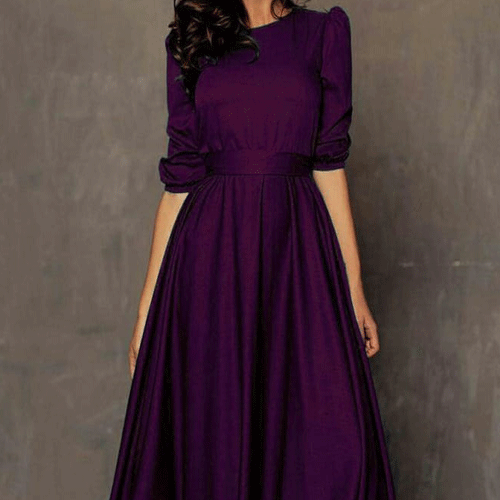 Striking Purple Tapeta Silk Floor Length Dress Gown-FunkyTradition
