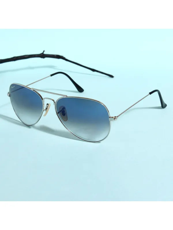 UV Protected Silver Blue Gradient Aviator Sunglasses For Men & Women- FunkyTradition