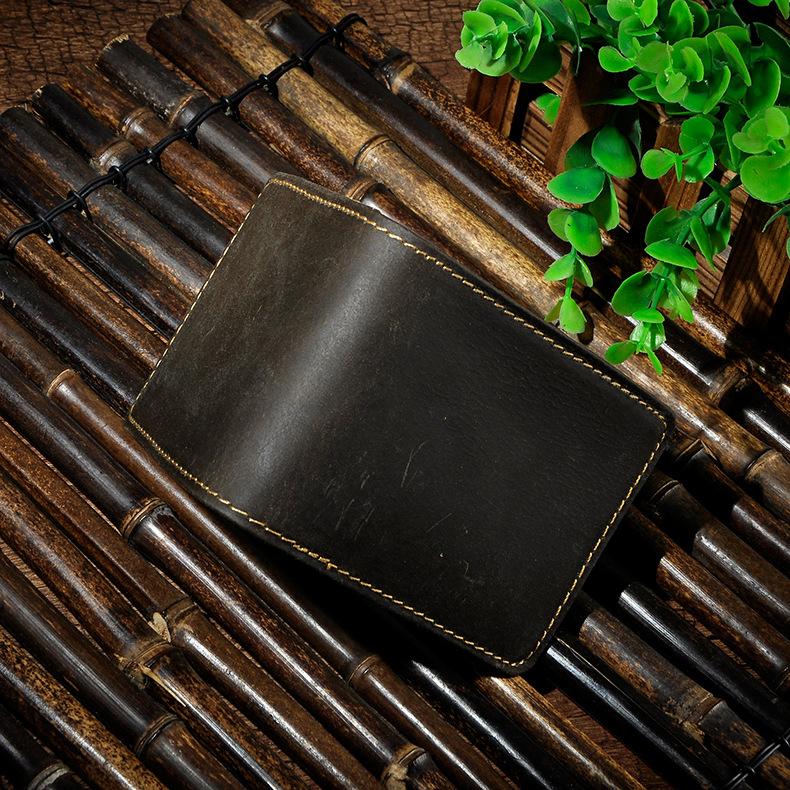 Male Genuine Leather Design Fashion Slim Money Clip With Front Pocket -FunkyTradition
