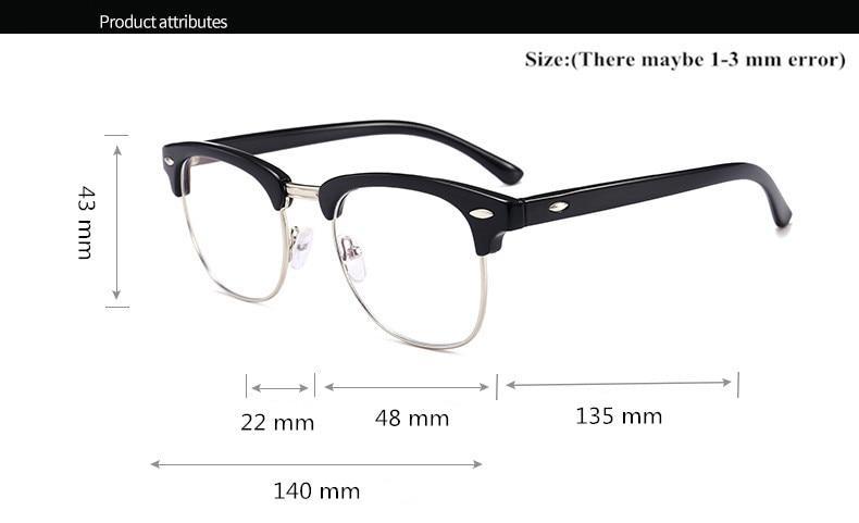 Retro Fashion Metal Half Frame Glasses Frame Woman Men Reading Glass - FunkyTradition