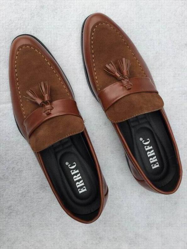 New Arrival Men Brown Boat Shoes Fashion Pointed Toe Suede Tassel Business Leisure Leather Shoes Slip On Loafer Black-FunkyTradition