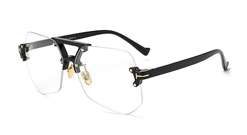 Square Hip Hop Fashion Brand Designer rimless Sunglasses Frame Men Women - FunkyTradition