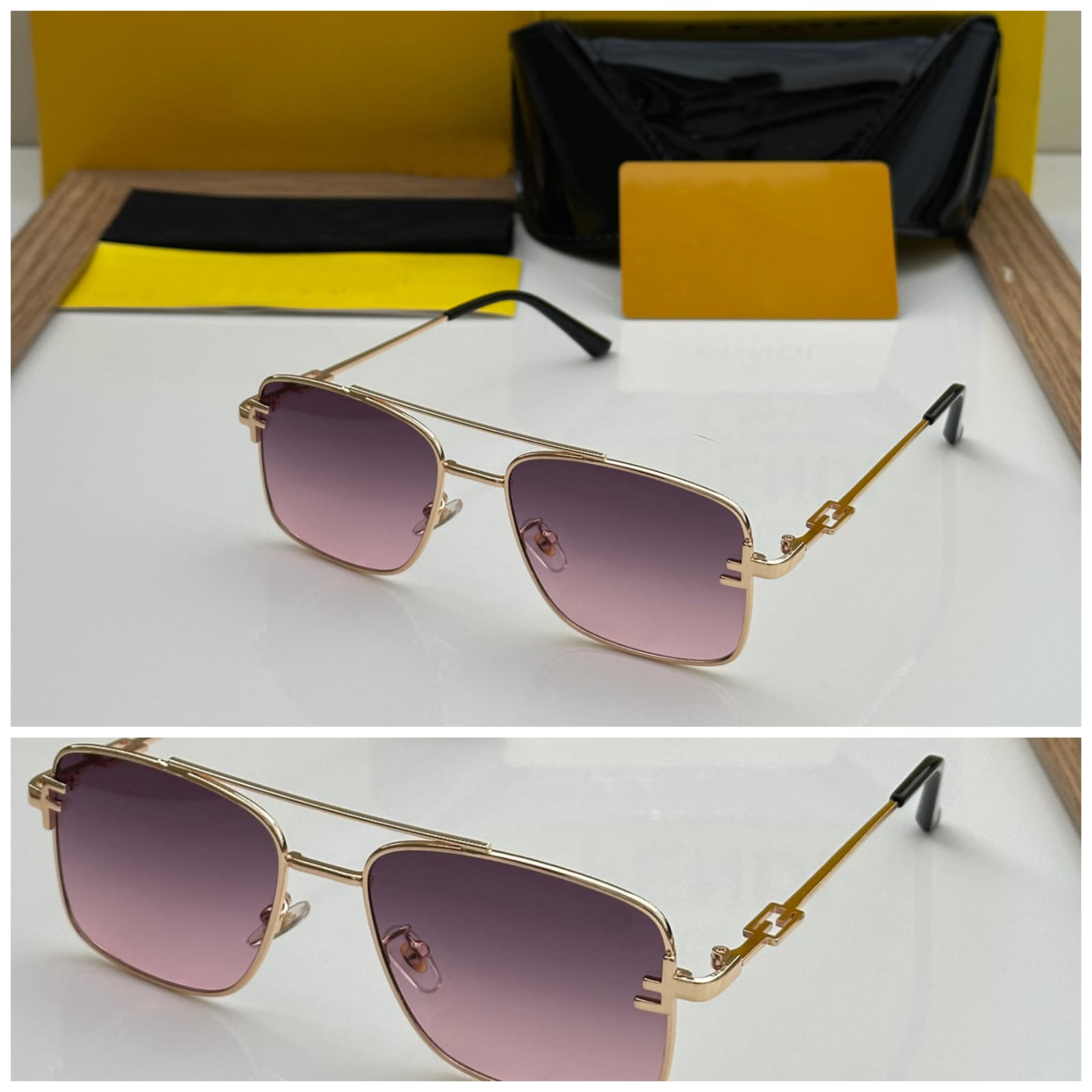 Luxury Square Frame Sunglasses for Men & Women – UV400 Protection | Blue, Black & Pink Lenses