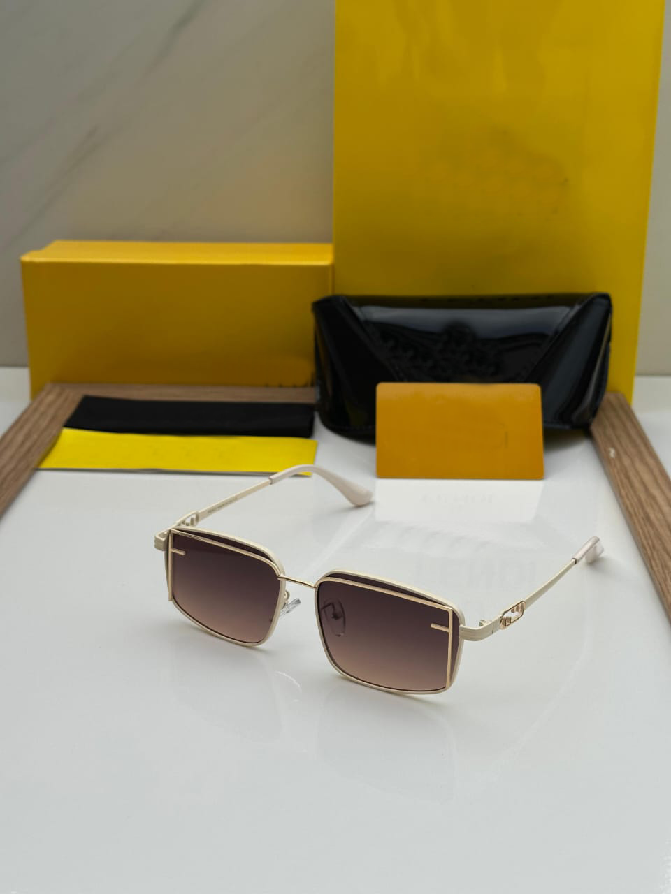 Premium Square Metal Frame Sunglasses – UV400 Protection | Brown, Blue & Black Lenses