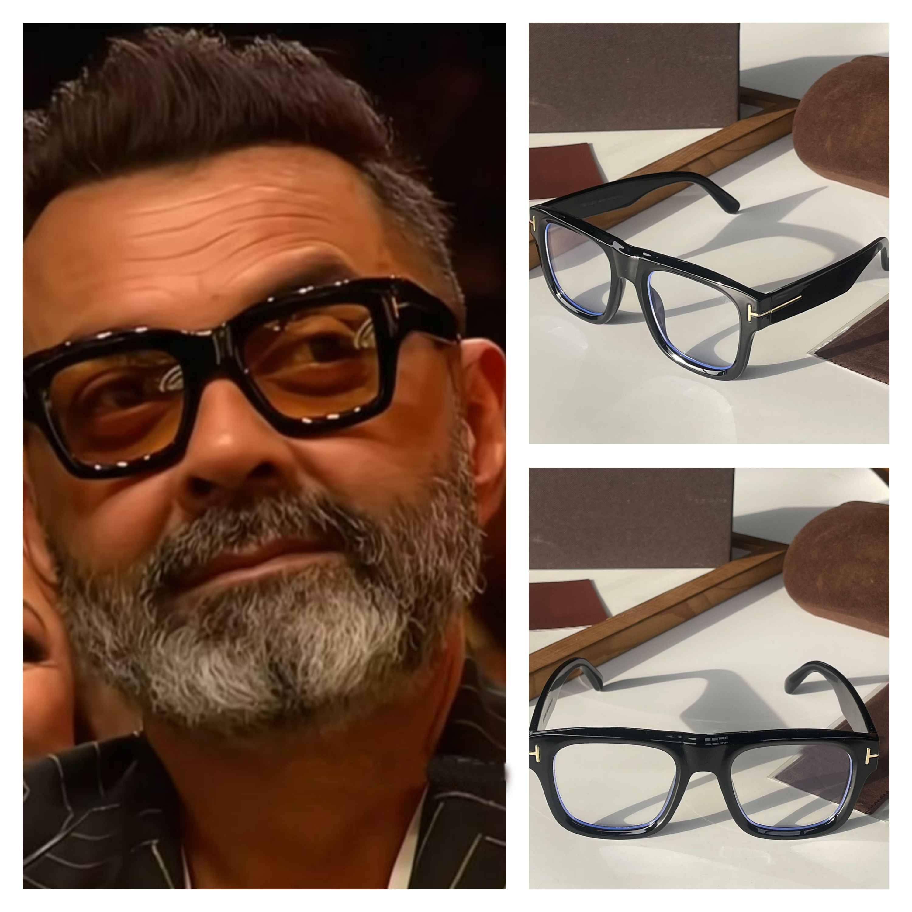 Bobby Deol Style Black Square Frame Blue Cut Eyeglasses – Premium Designer Look