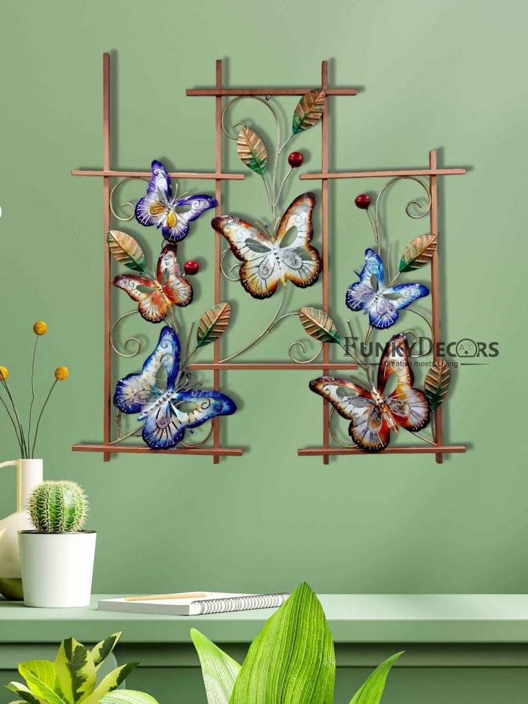 6 Butterflies Metal Wall Art With Led Light - Funkydecors