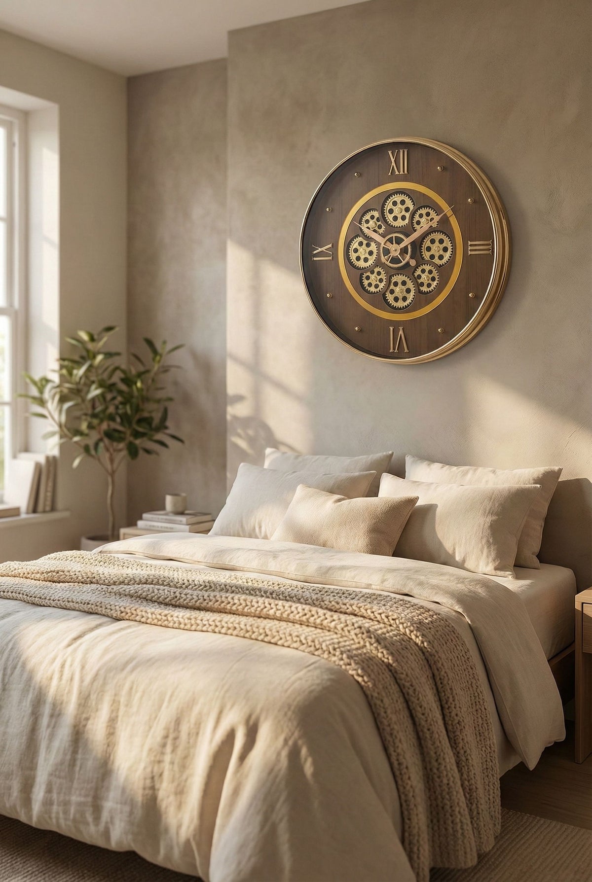 Modern Luxury Skeleton Wall Clock 14 Inch – Silent Quartz Roman Numeral Design