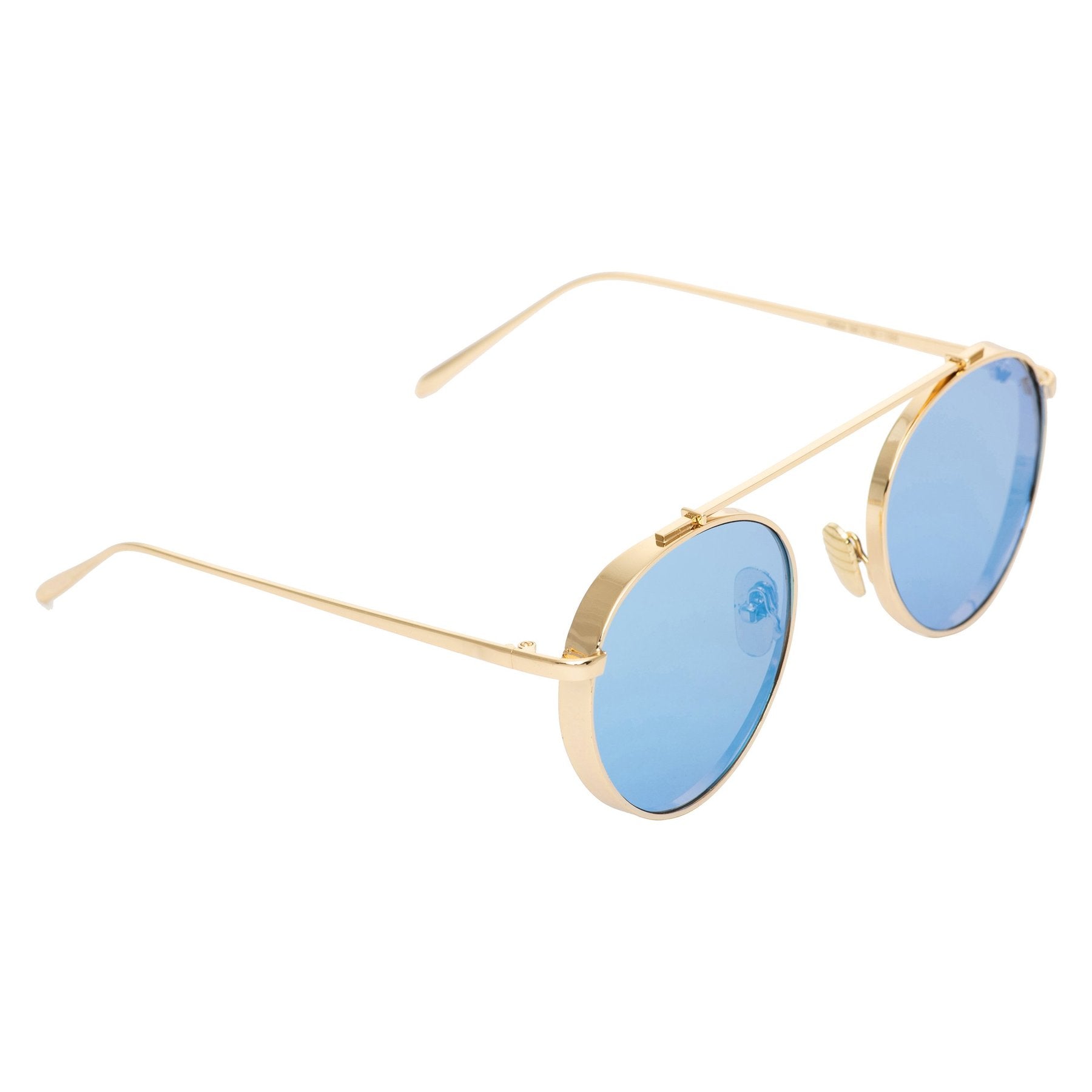 Round Aqua Blue And Gold Sunglasses For Men And Women-FunkyTradition