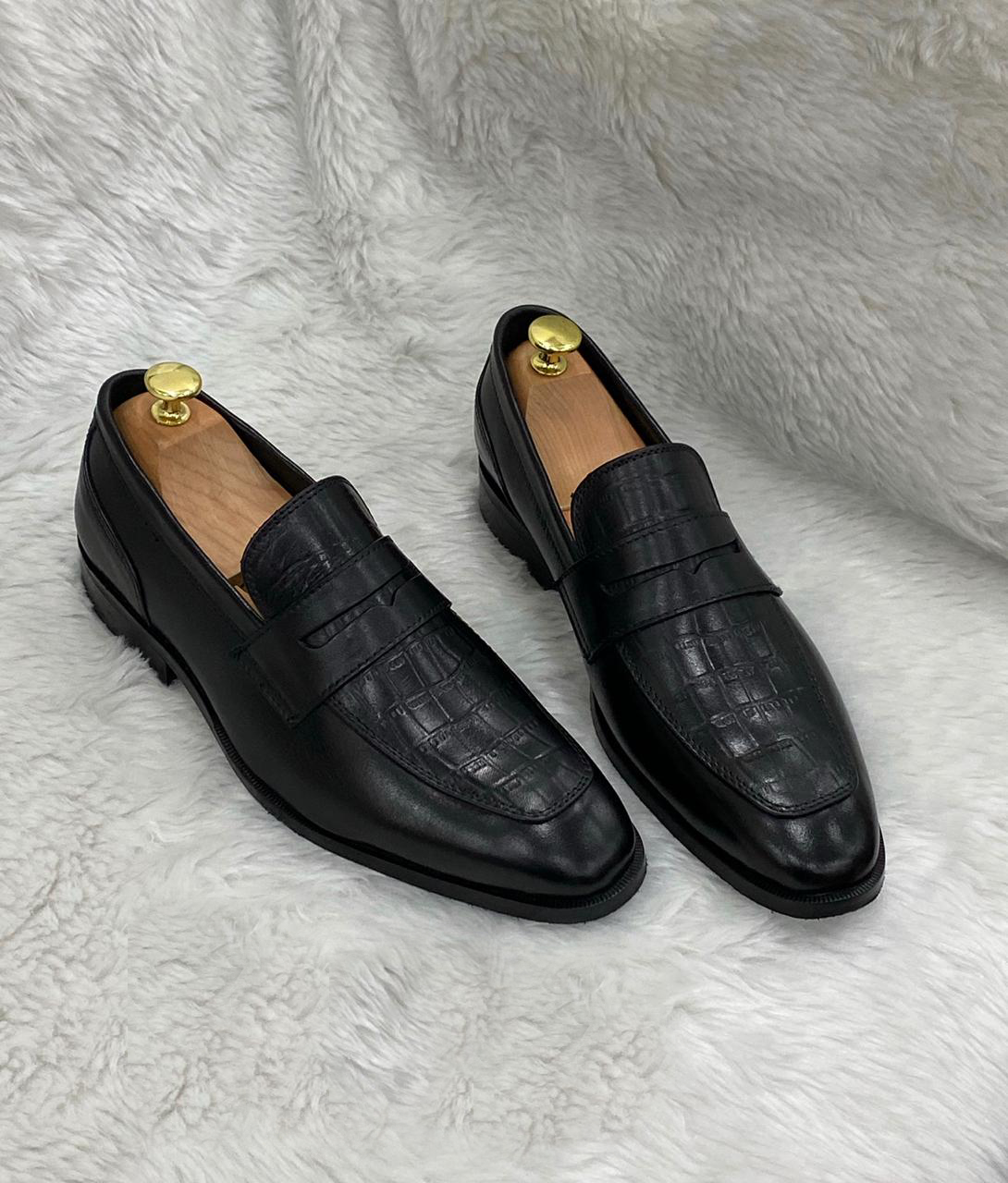 Stylish Leather Patent Slipons With Tassles For Men-FunkyTradition