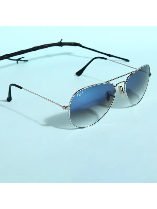 UV Protected Silver Blue Gradient Aviator Sunglasses For Men & Women- FunkyTradition